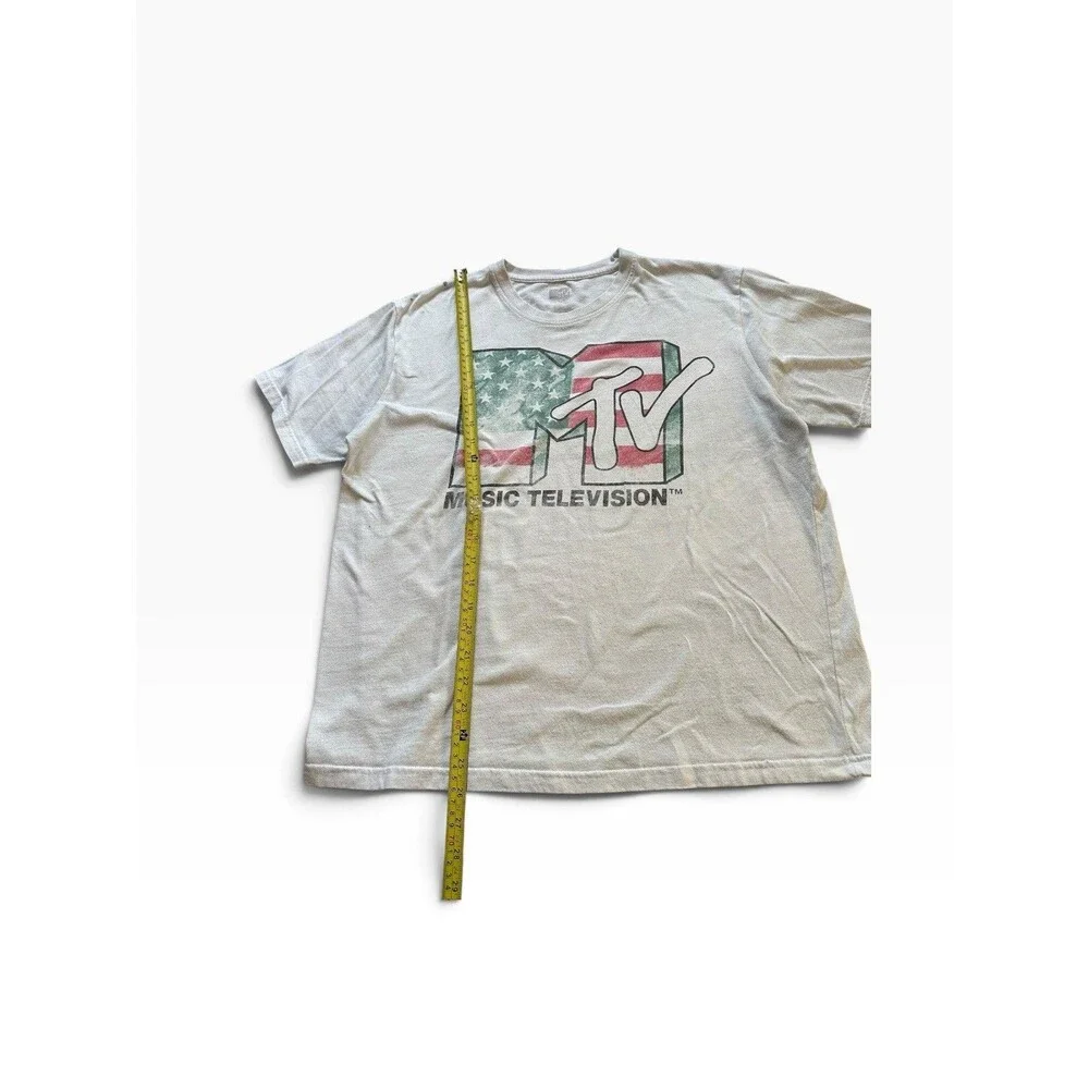 MTV Spring Break Y2K Flag Logo Tee Trashed Distressed South Beach Size Large
